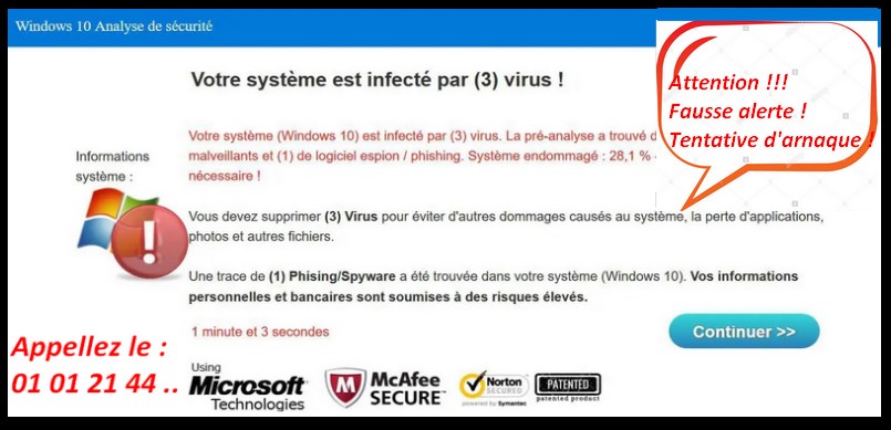 virus fausse alerte - Dépannage informatique19 Brive la Gaillarde